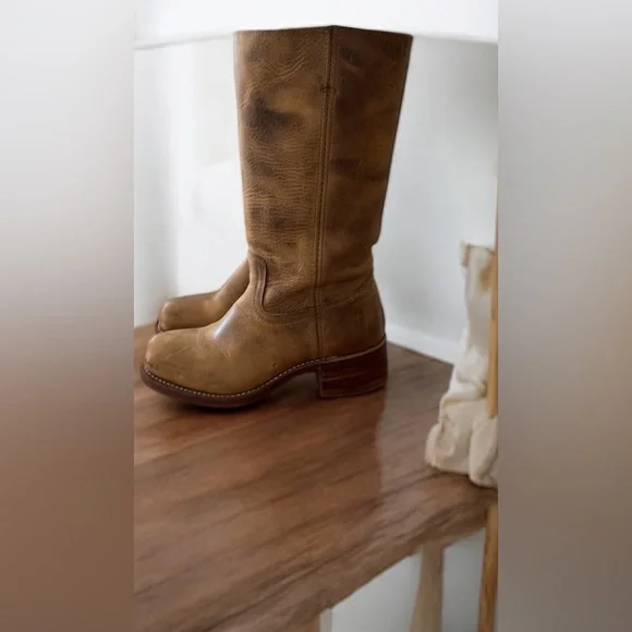 😍 FRYE Campus boots saddle tan brown tan size 9.5 - Picture 2 of 7